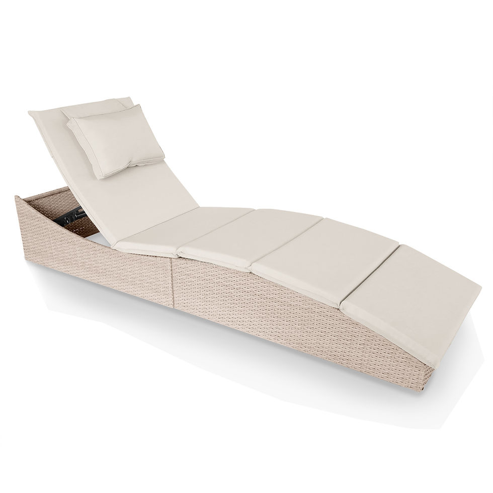 Thumbnail: Adjustable Chaise Lounge Chair for Outside Pool, Folding Wicker Pool Lounge Chai