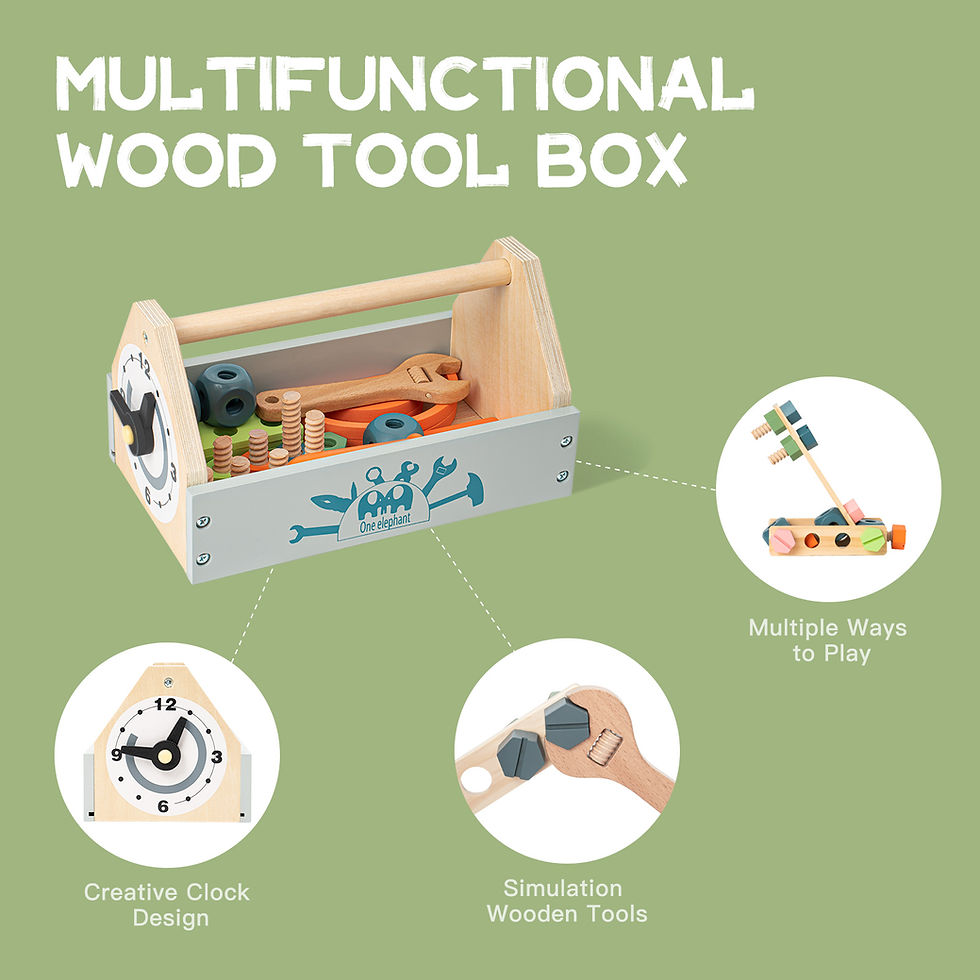 Thumbnail: Kids Toddlers Wooden Tool Box Set,with play accessories