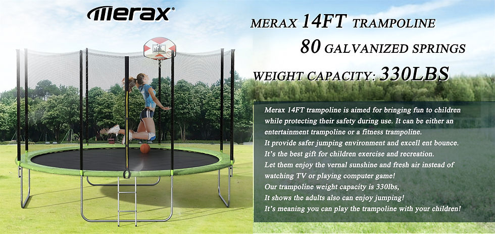 Thumbnail: 14-Feet Round Trampoline with Safety Enclosure, Basketball Hoop and Ladder