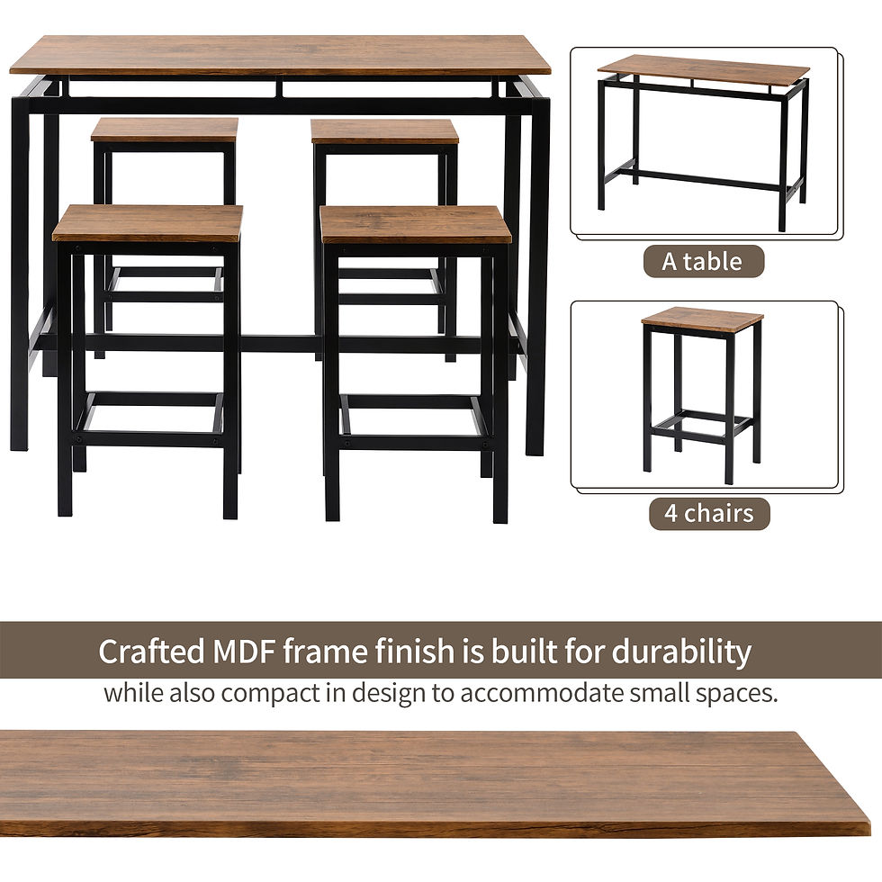 Thumbnail:  5-Piece Kitchen Counter Height Table Set, Industrial Dining Table with 4 Chairs