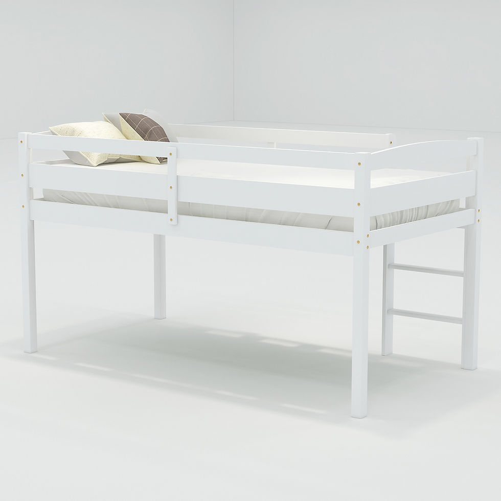 Thumbnail: Twin Wood Loft Bed Low Loft Beds for Kids with Ladder,Twin,White