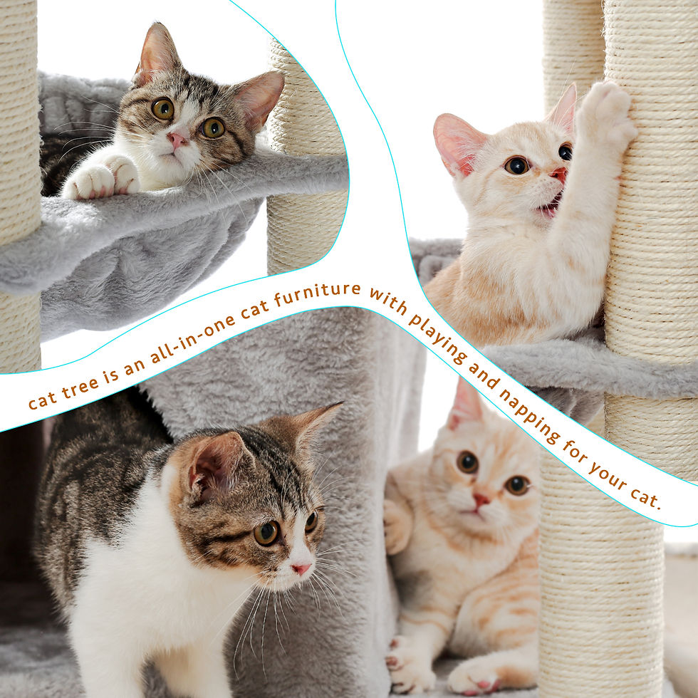 Thumbnail: Multi-Platform 65.3   Cat Tree with Sisal Scratching Posts, Deluxe Condo, 2 Top 