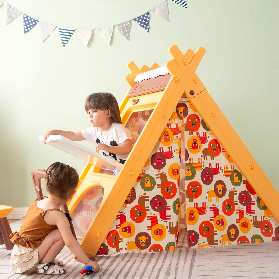 Thumbnail: Kids Play Tent - 4 in 1 Teepee Tent with Stool and Climber, Foldable Playhouse T