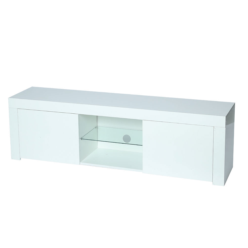 Thumbnail: White morden TV Stand with LED Lights,high glossy front TV Cabinet,can be assemb