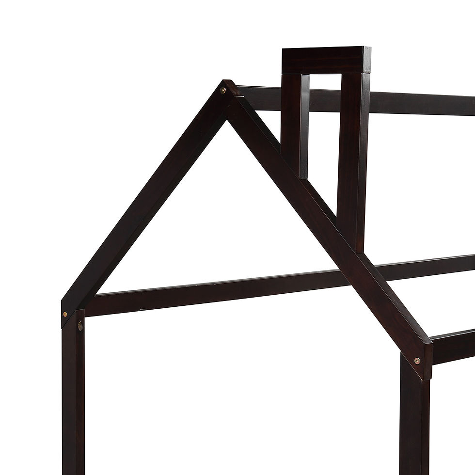 Thumbnail: （Slats are not included) Twin Size Wood Bed House Bed Frame with Fence, for Kids