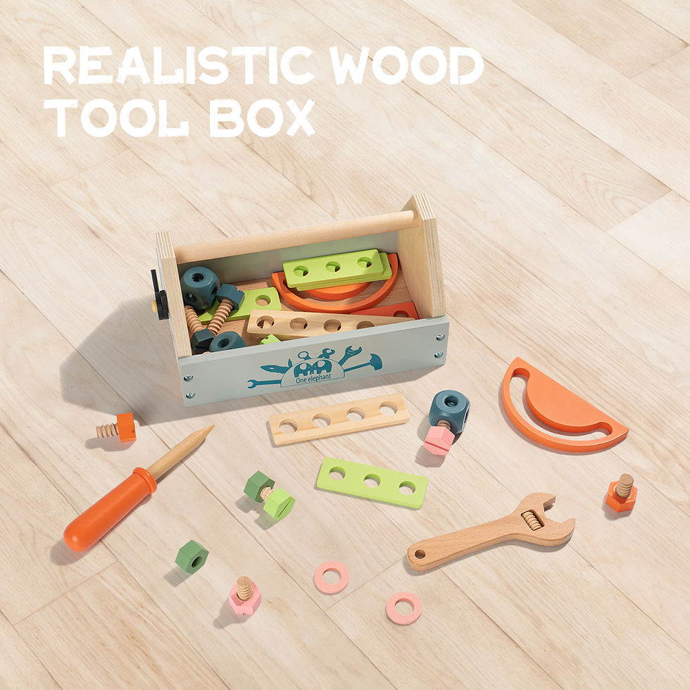Thumbnail: Kids Toddlers Wooden Tool Box Set,with play accessories