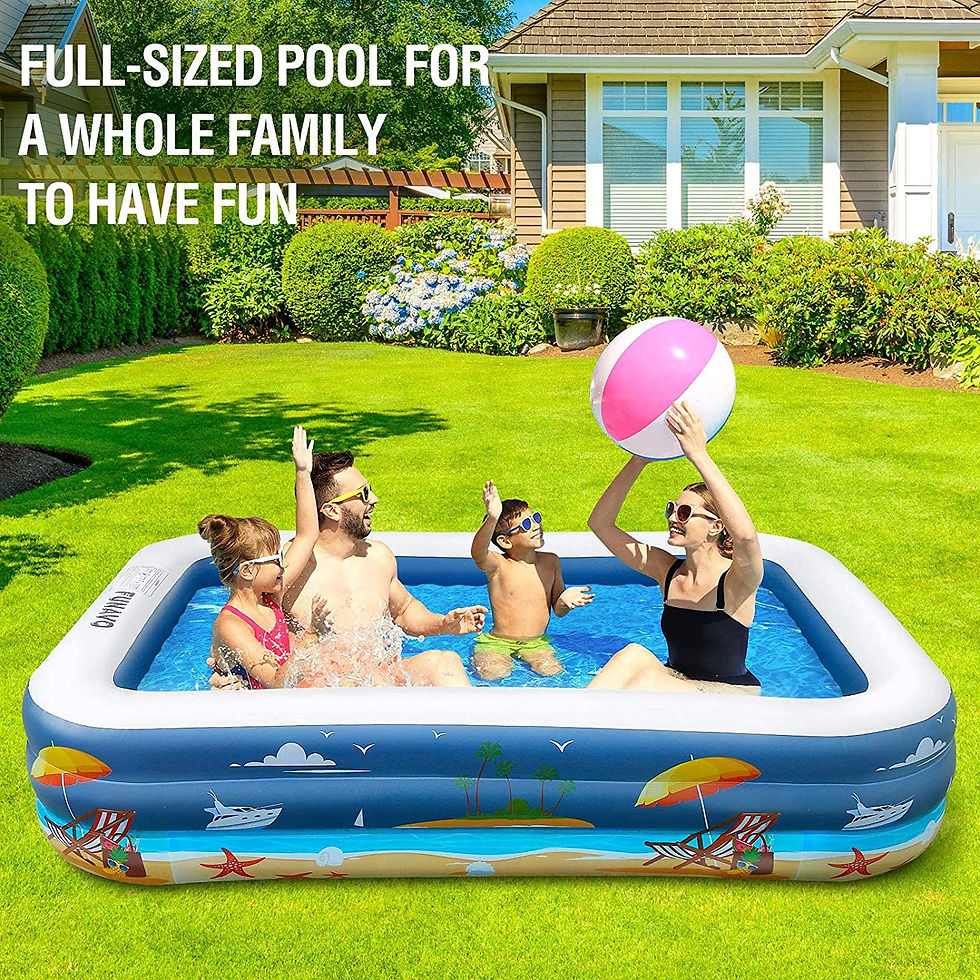 Inflatable Swimming Pool, FUNAVO 100& X 71& X 22& Full-Sized Family Inflatable P