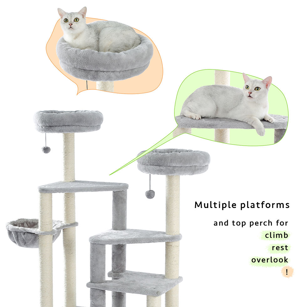 Thumbnail: Multi-Platform 65.3   Cat Tree with Sisal Scratching Posts, Deluxe Condo, 2 Top 