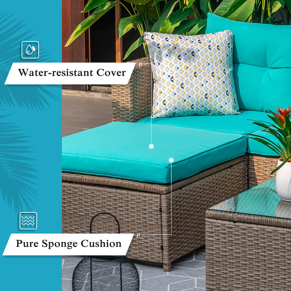 Thumbnail: Patio Furniture Set, Wicker Outdoor Sectional Sofa with Coffee Table Set, Rattan