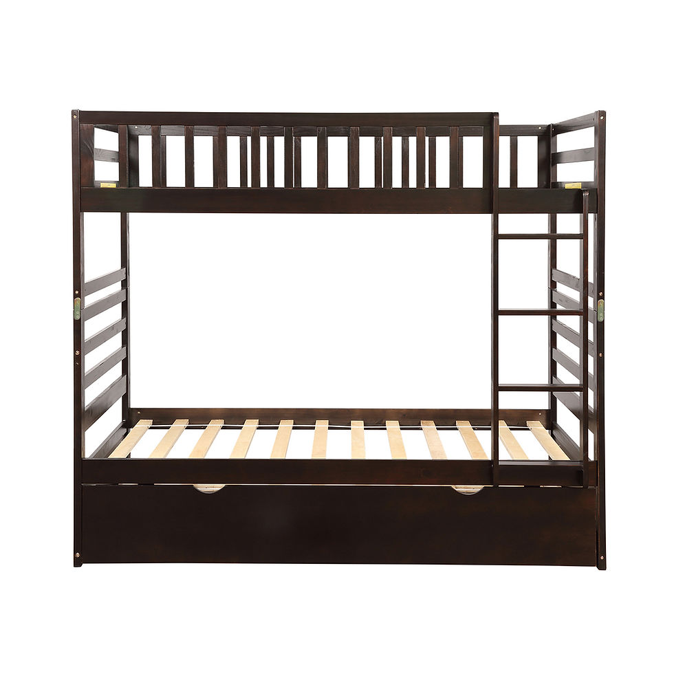 Thumbnail: Twin Bunk Beds for Kids with Safety Rail and Movable Trundle bed