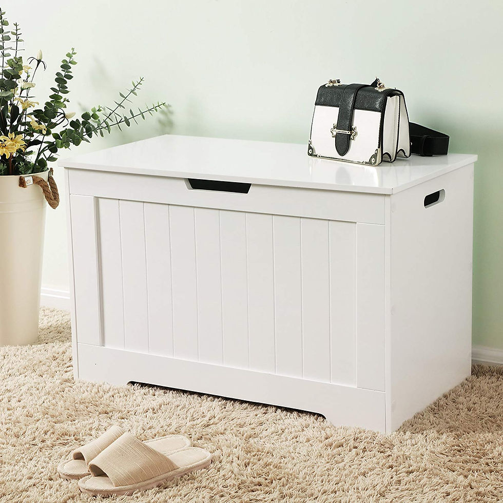Thumbnail: White Lift Top Entryway Storage Chest/Bench with 2 Safety Hinge, Wooden Toy Box