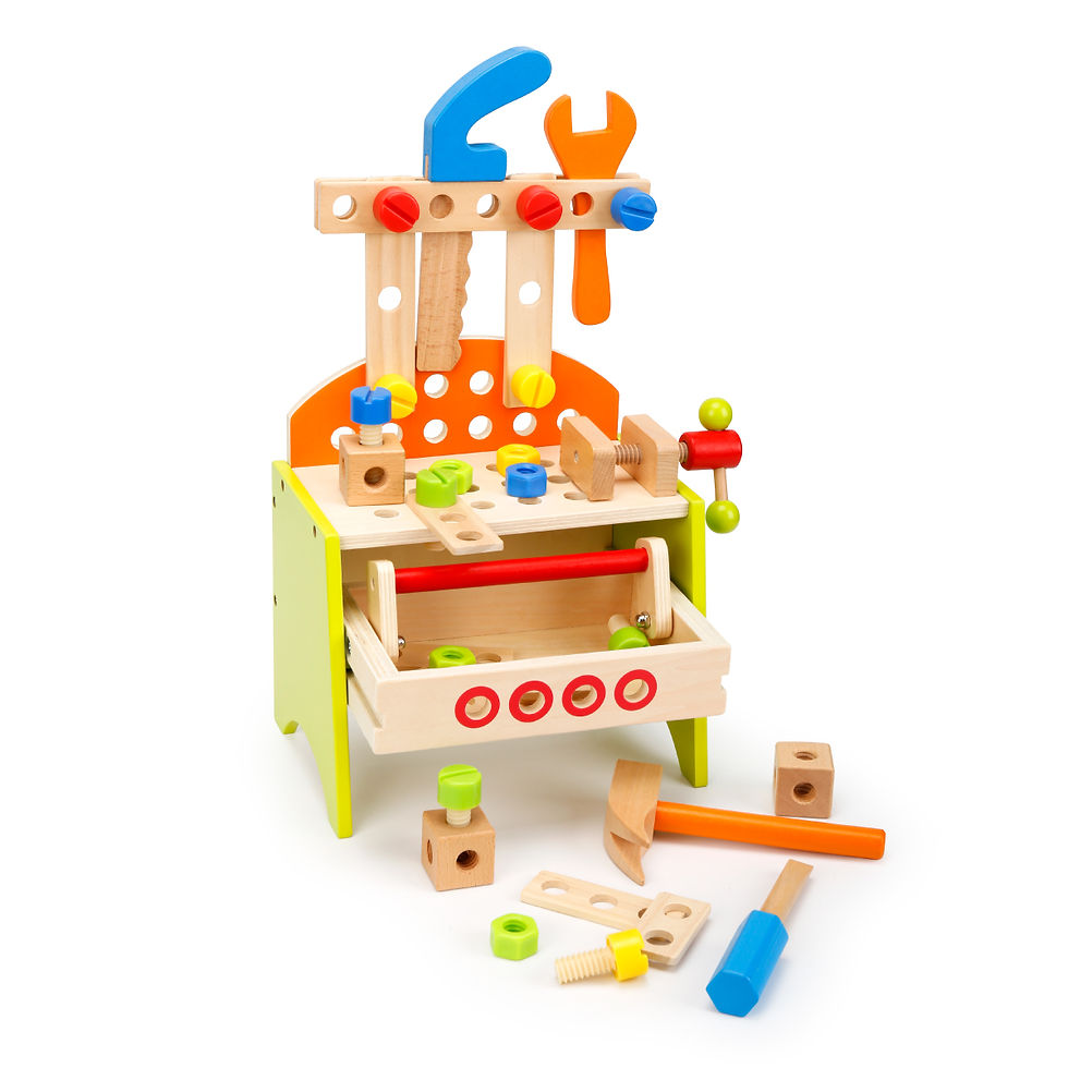 Thumbnail: Wooden Play Tool Workbench Set for Kids Toddlers
