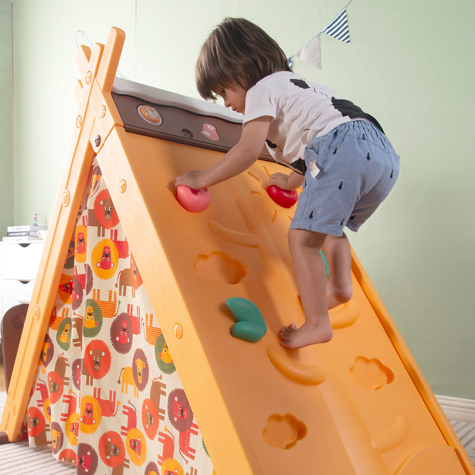 Thumbnail: Kids Play Tent - 4 in 1 Teepee Tent with Stool and Climber, Foldable Playhouse T