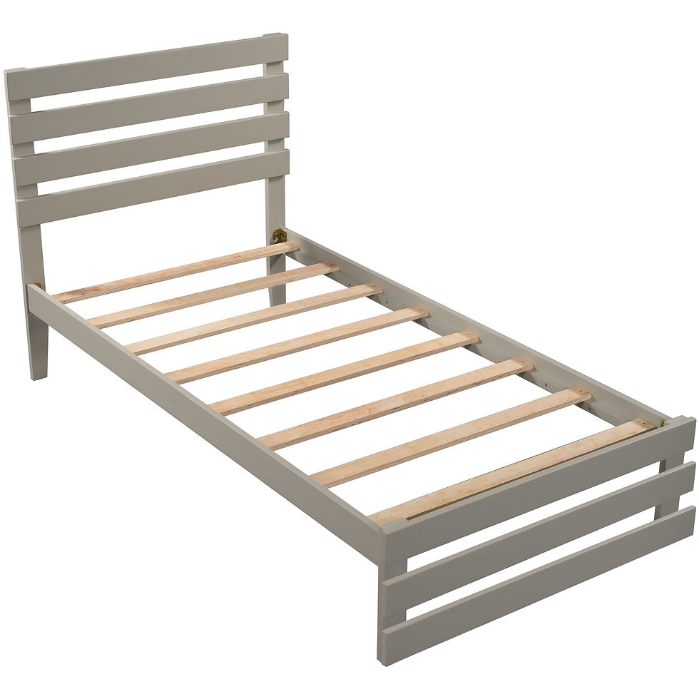 Thumbnail: Twin Size Platform Bed with Headboard and Footboard, Gray（Expected to arrive on 
