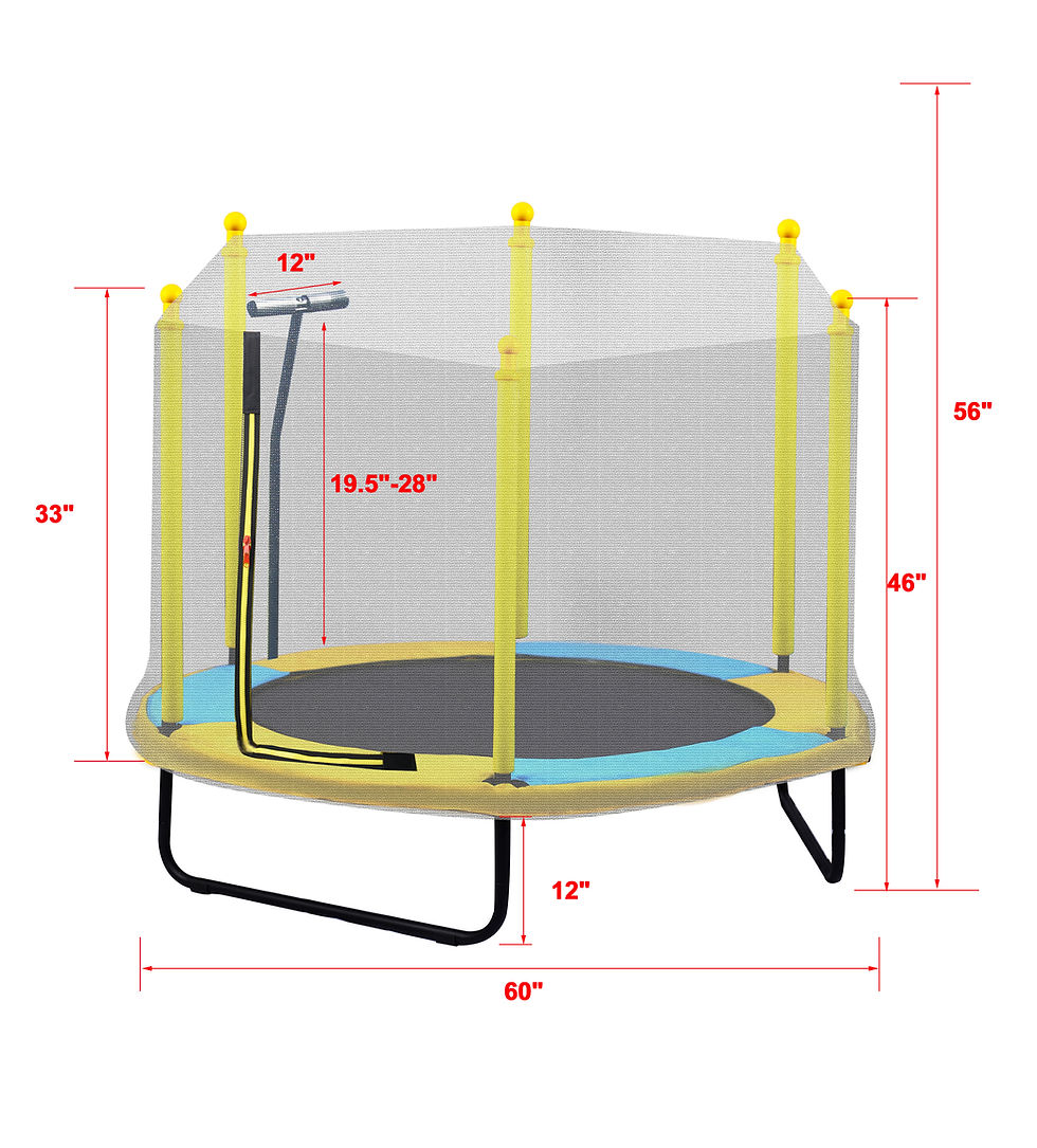 Thumbnail: Kids Trampoline for Toddlers with Net, 60in Toddler Trampoline with Enclosure, M