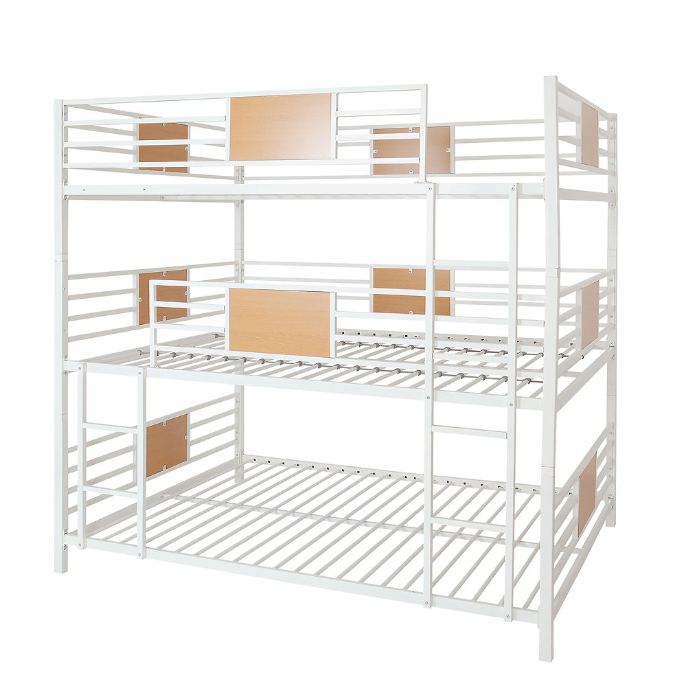 Thumbnail: Full-Full-Full Triple Bed with Built-in Ladder for Kids, Divided into Three Sepa