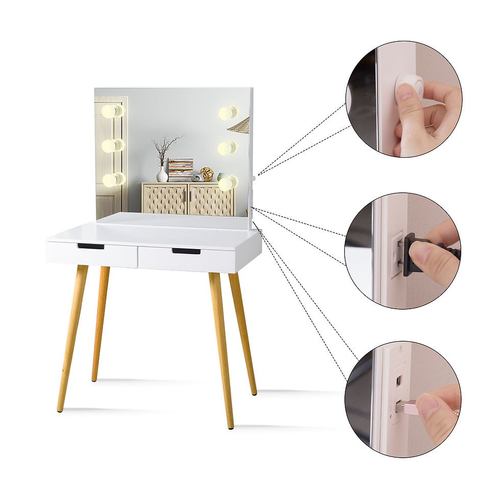 Thumbnail: Wooden Vanity Table Makeup Dressing Desk with LED Light,White