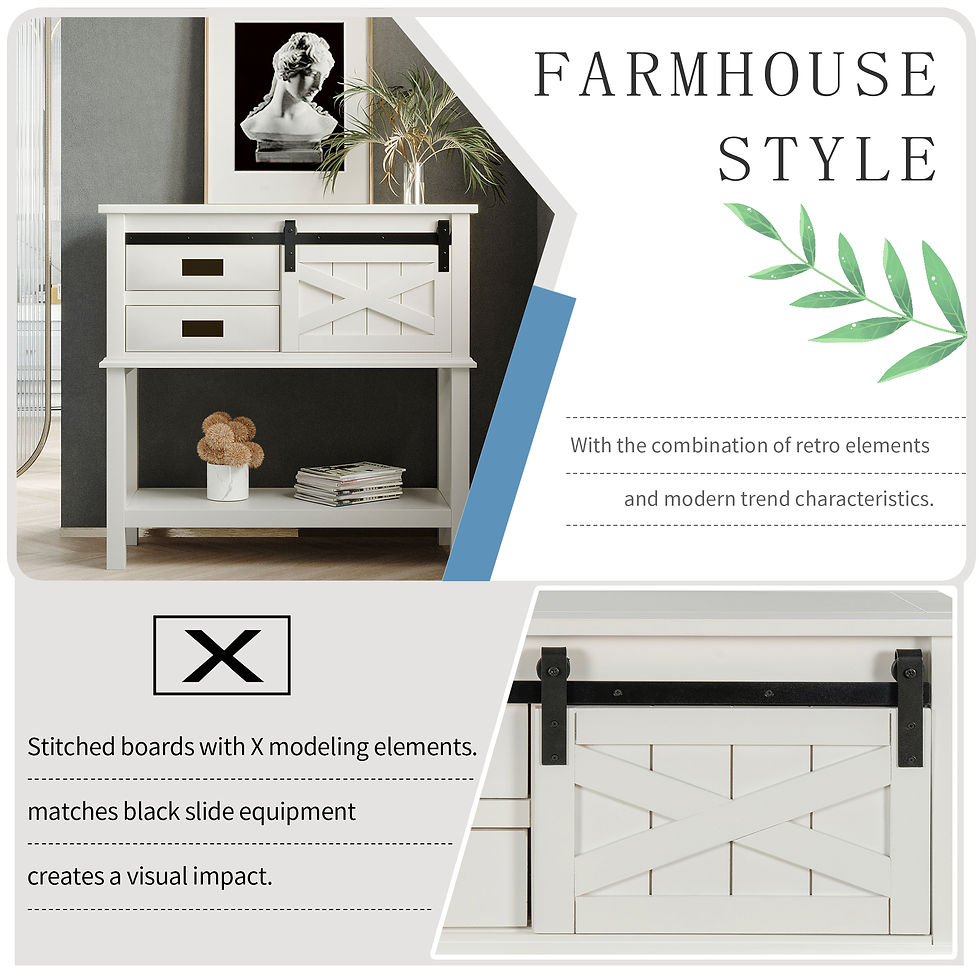 Thumbnail:  Classic Farmhouse Style Pine Wooden Structure Console Table with Sliding Barn D
