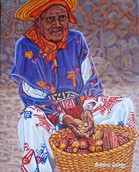 Huichol Man Husking Corn