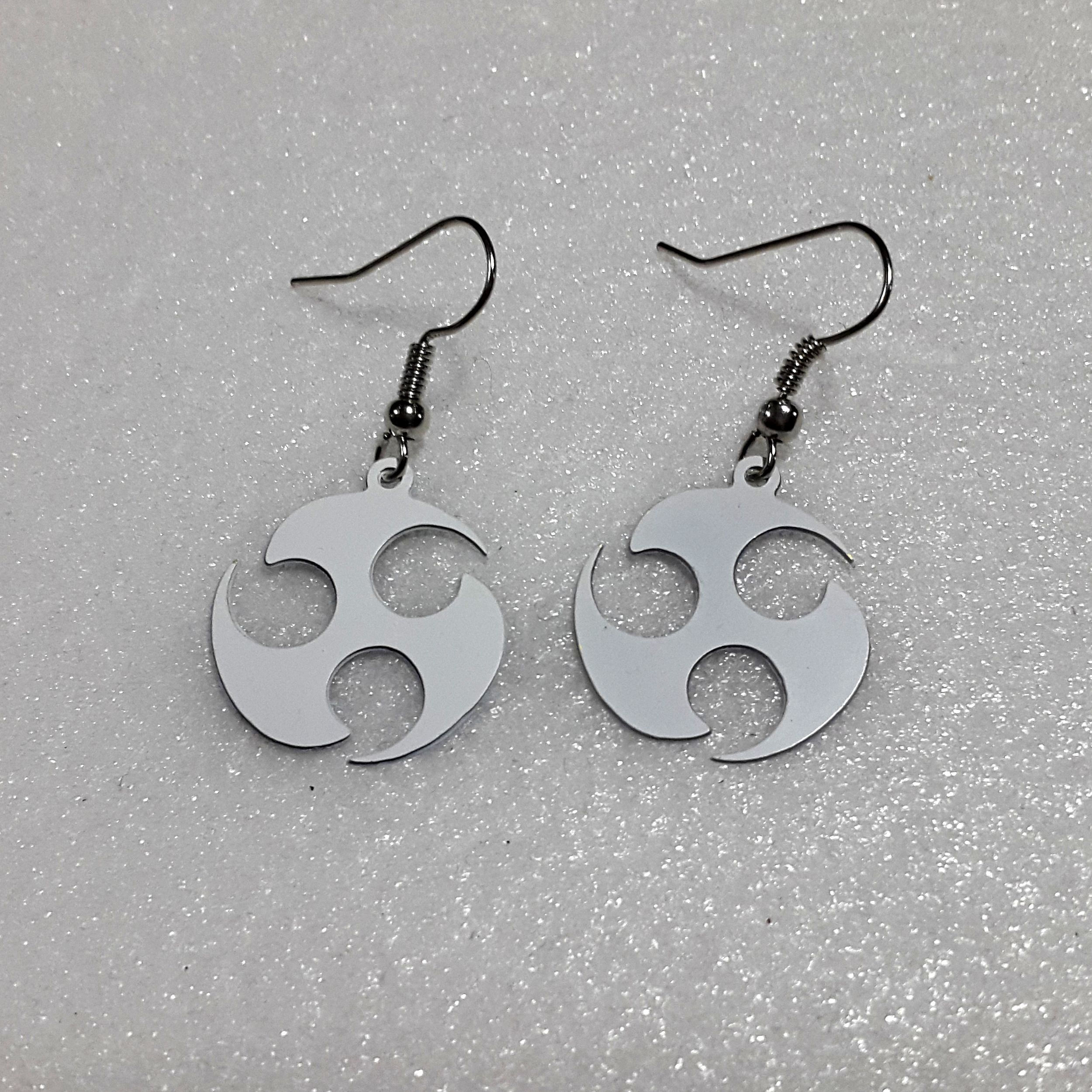 Naruto El Yapımı Beyaz Metal Küpe Sharingan