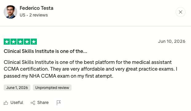 Student review of Clinical Skills Institute online medical assistant training and career preparation