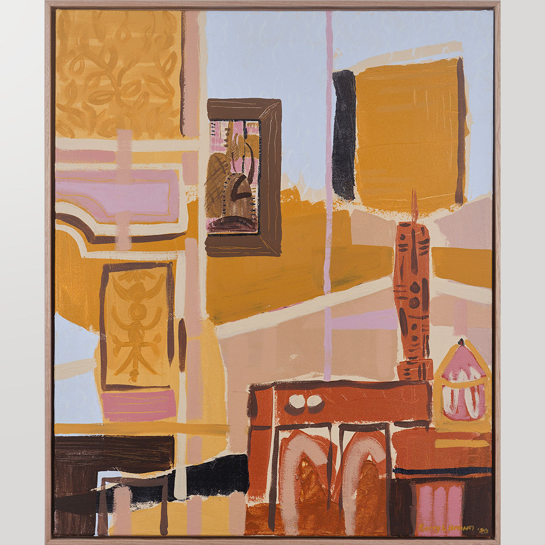 Deconstructed living room with lamp