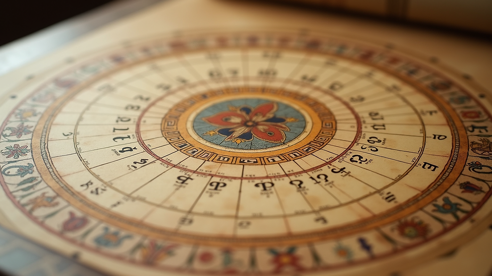 Close-up view of a traditional Vedic astrology birth chart on paper