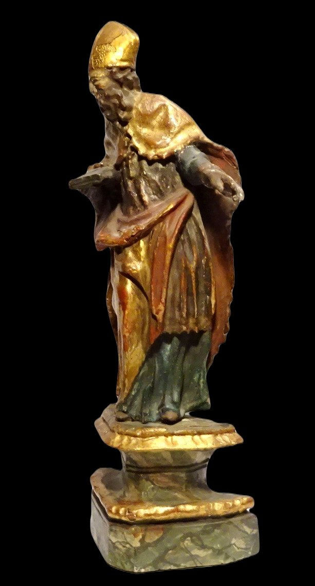 Miniatura: Art baroque - Evêque sculpté en bois polychrome - 18° Siècle ou antérieur