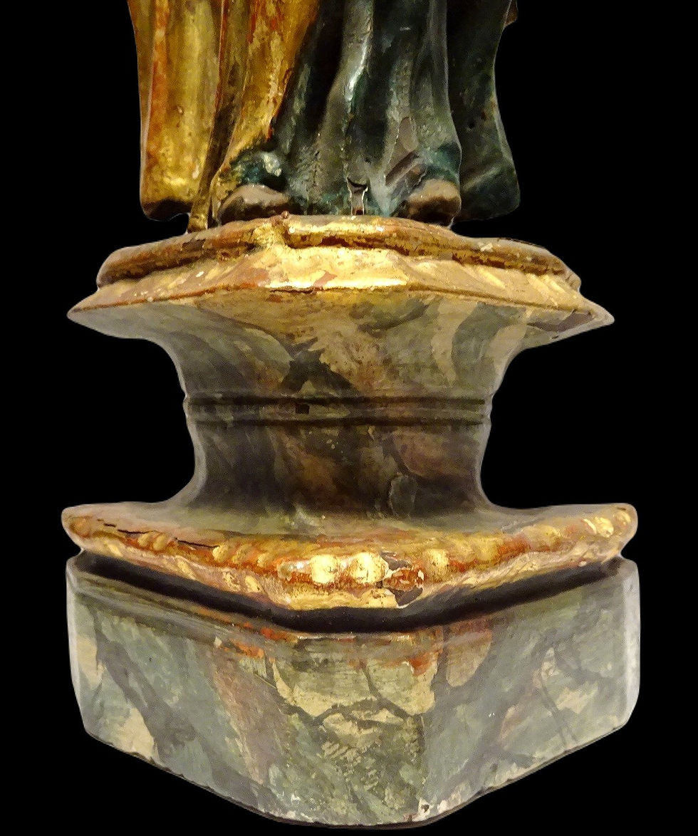 Miniatura: Art baroque - Evêque sculpté en bois polychrome - 18° Siècle ou antérieur
