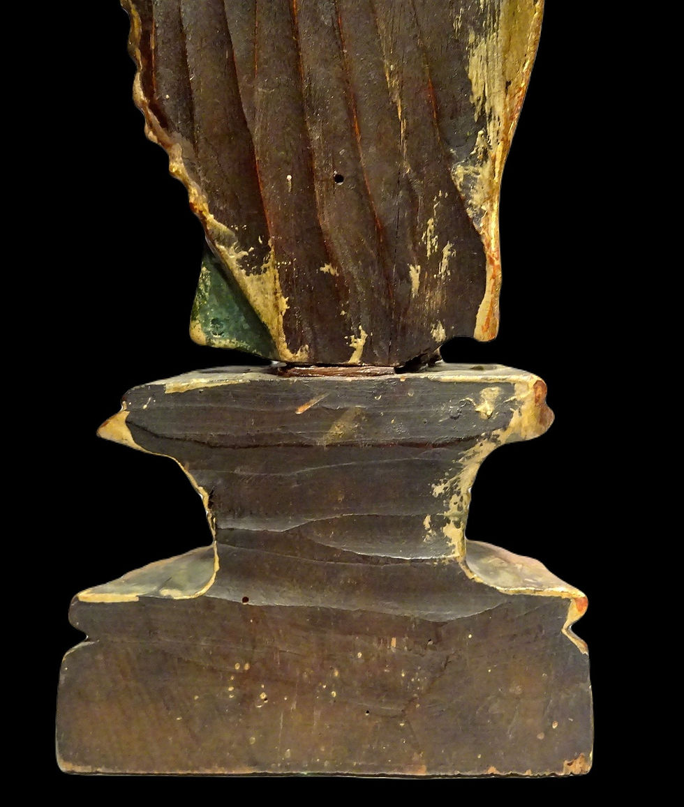 Miniatura: Art baroque - Evêque sculpté en bois polychrome - 18° Siècle ou antérieur