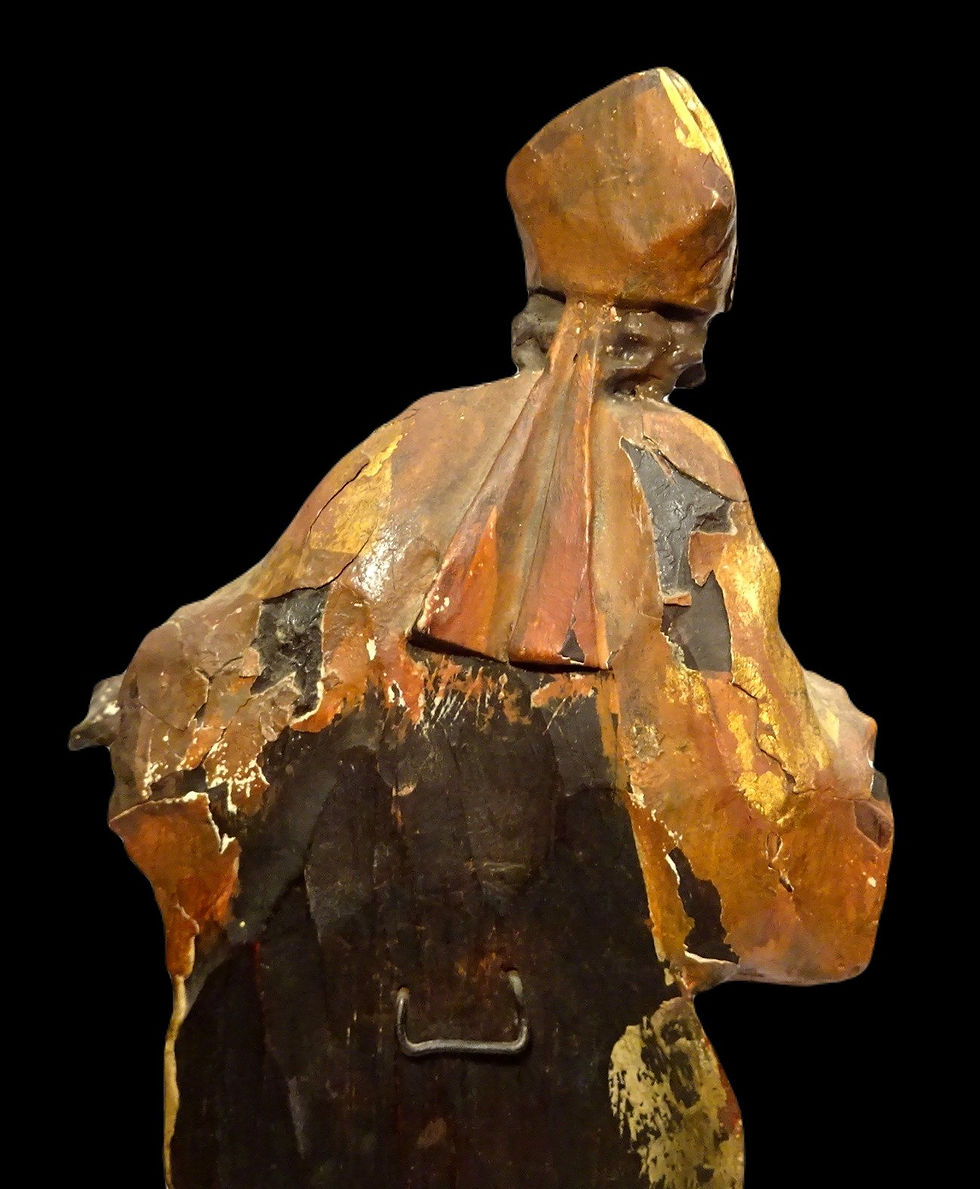 Miniatura: Art baroque - Evêque sculpté en bois polychrome - 18° Siècle ou antérieur
