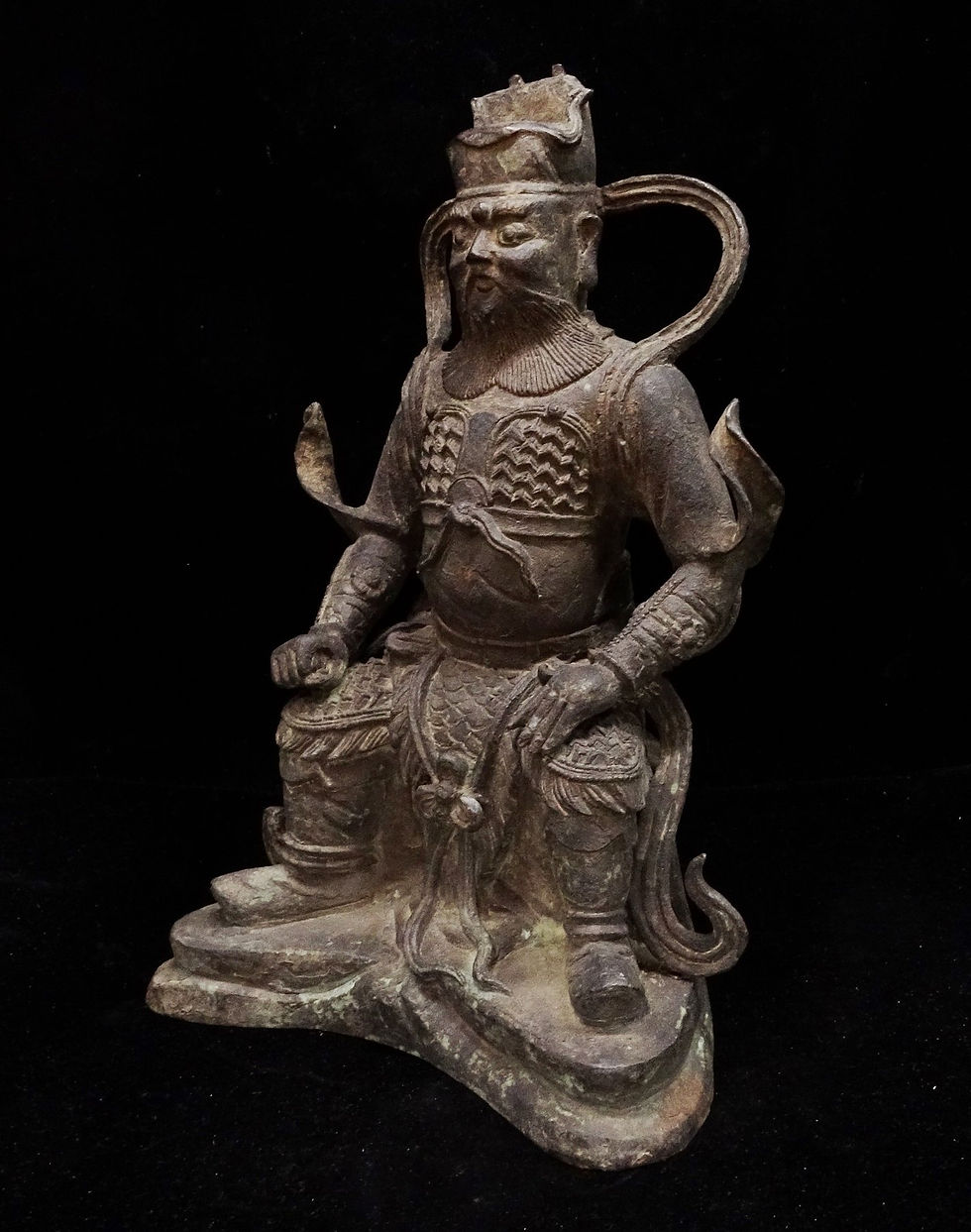 Miniatura: Estatua de bronce de Zhenwu sentado en majestuosidad - Dinastía Ming, siglo XVII