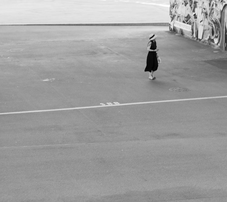 B&W minimalist travel photography person in urban space Studio Barco
