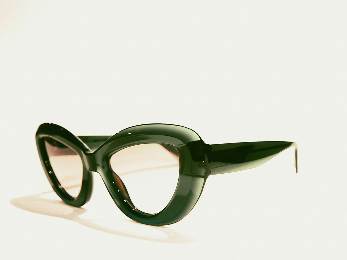 Green cat-eye luxury sunglasses photography Studio Barco Zurich