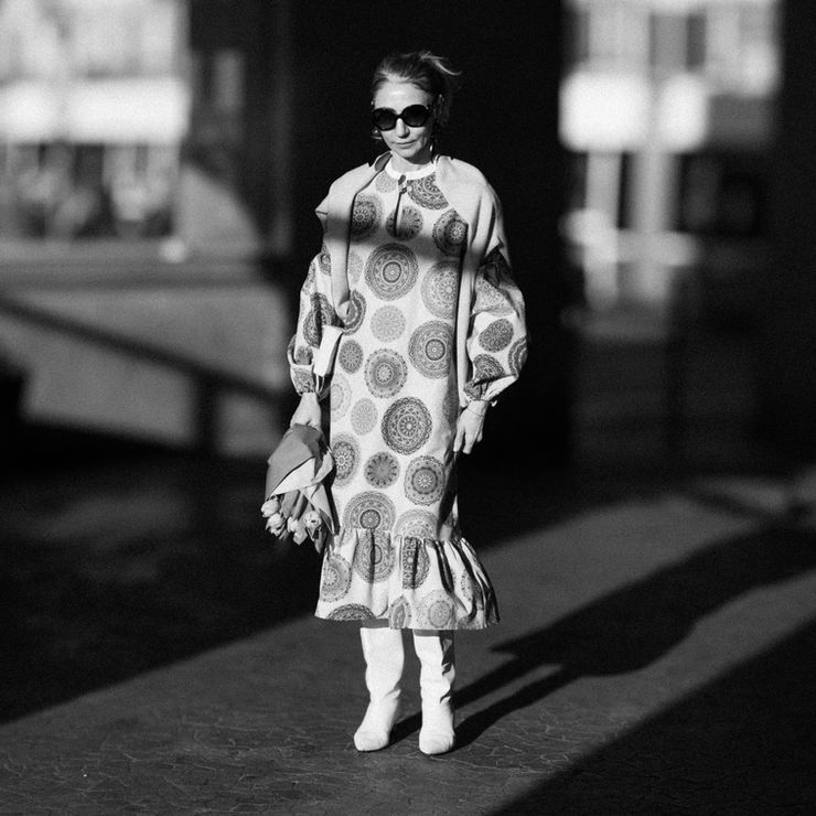 B&W fashion editorial outdoor patterned dress photography Studio Barco