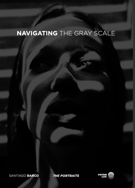Buchcover von Navigating the Gray Scale mit kontrastreichem Schwarzweissporträt.