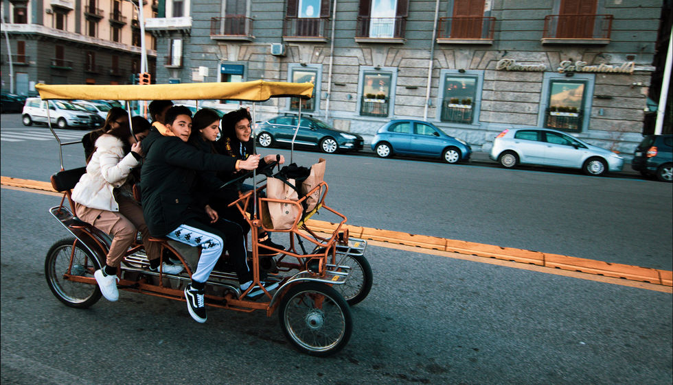 Authentic travel photography group on multi-person bike Studio Barco
