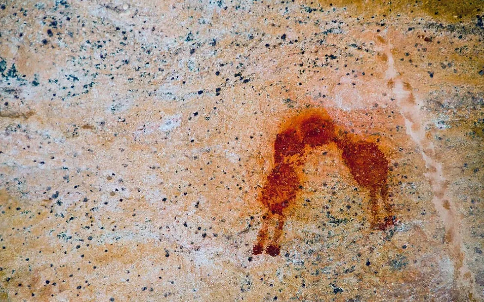 Pintura rupestre localizada no Parque Nacional da Serra da Capivara, no Piauí