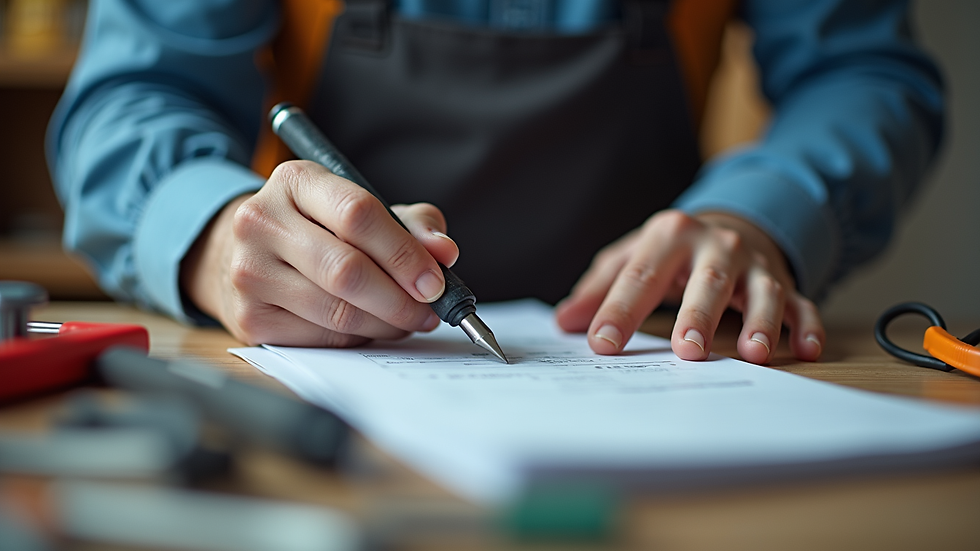 Close-up view of electrician calculating costs with tools and wiring