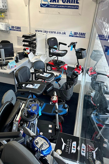 mobility scooters in showroom