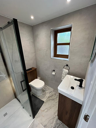 bathroom interior with sink and shower area