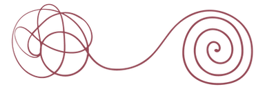 Der rote Faden, der zunächst verknotet und verwirrt ist und auf der anderen Seite entwirrt ist