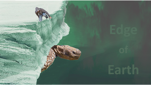 The Earth's edge with a giant tortoise underneath it