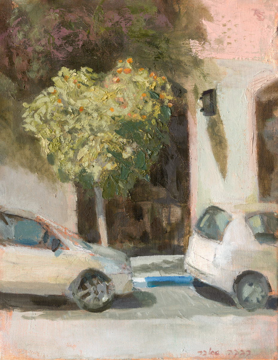 Urban orchard, 3 2022, 45X35, 0ul on canvas