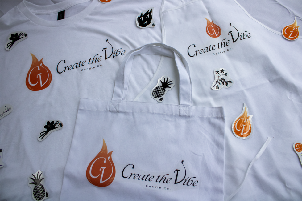 Branded Shirt, Apron, Tote Bag, and Stickers