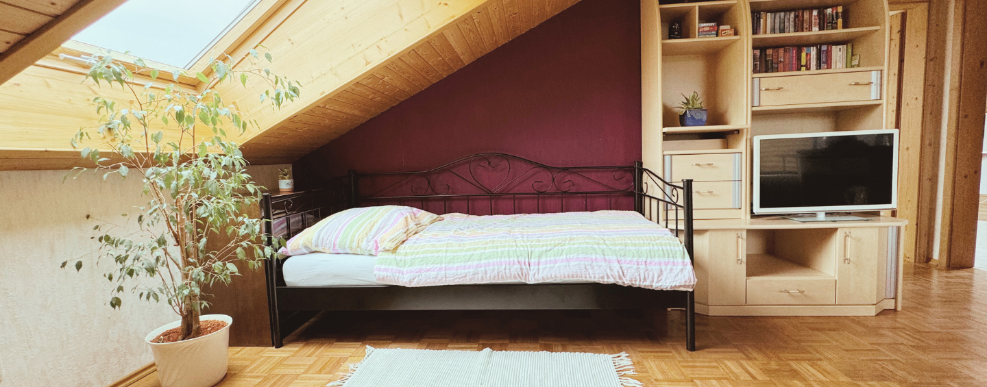 image of a single bed in the living room