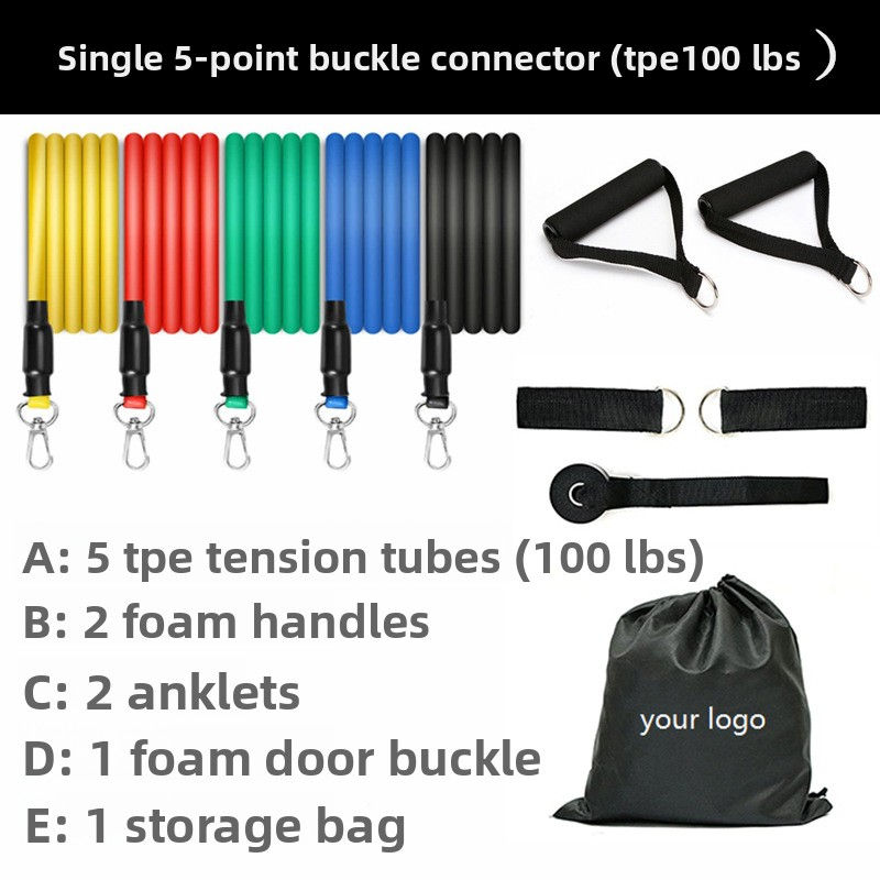 Thumbnail: Fitness Resistance Band Set 11 Pieces for Home Workout Strength Training