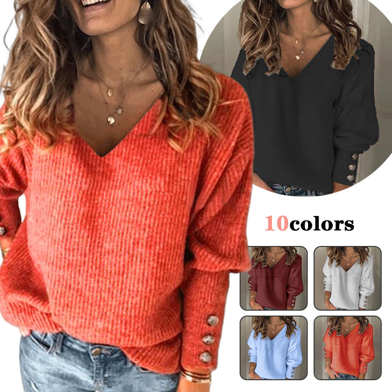 Women's Soft Solid Sweater for Autumn Fashion