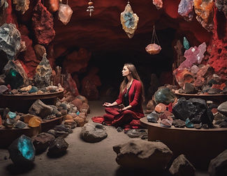 a huge antique store full of colorful minerals, and fossil