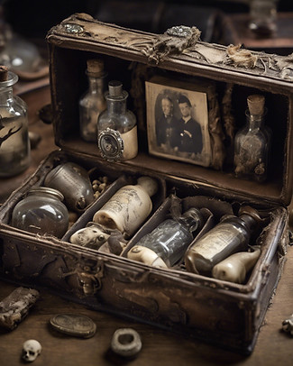 box of oddities, box is made of old leather